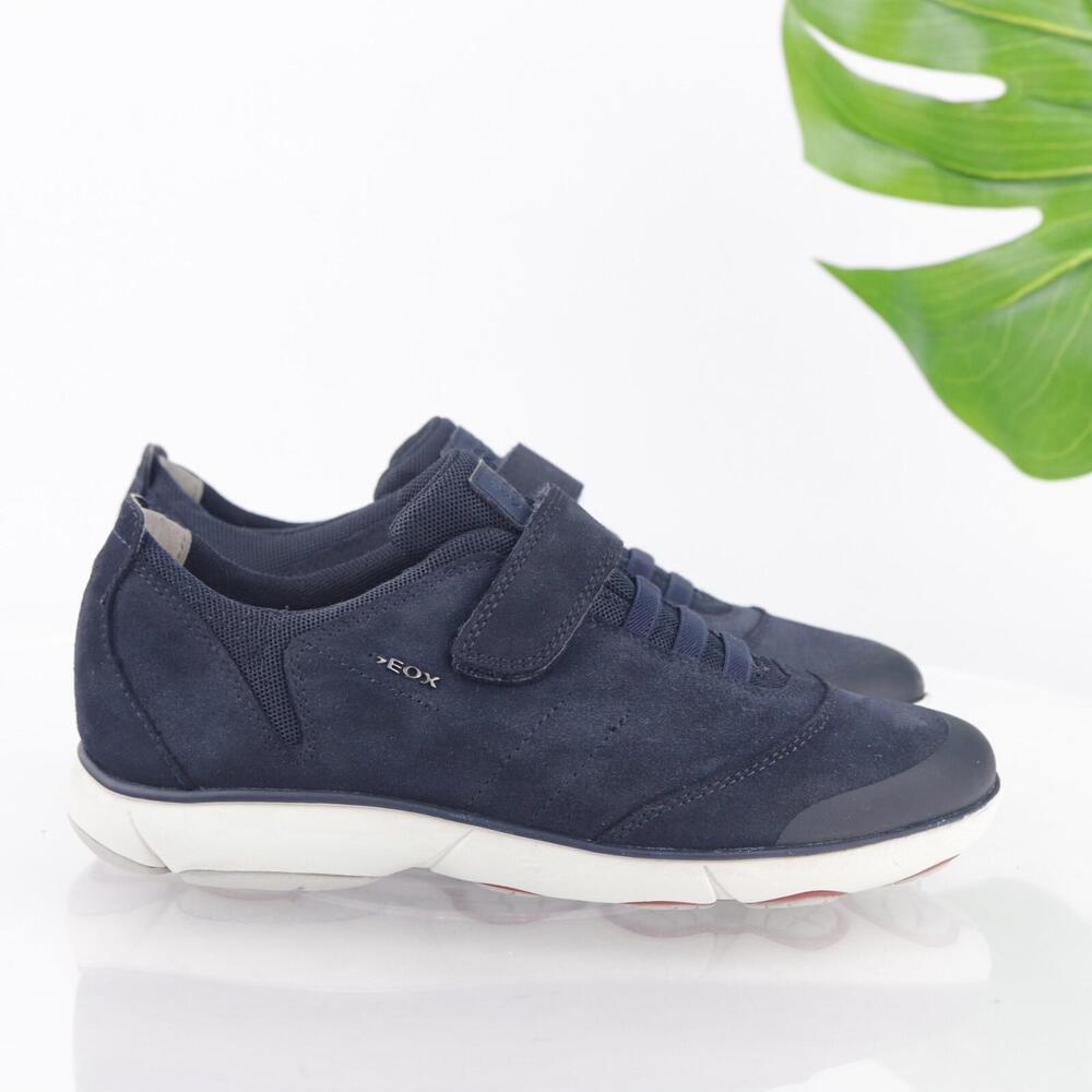 Geox Womens Nebula Sneakers Size 6 Navy Suede Comfort Walking Shoes Rip Straps